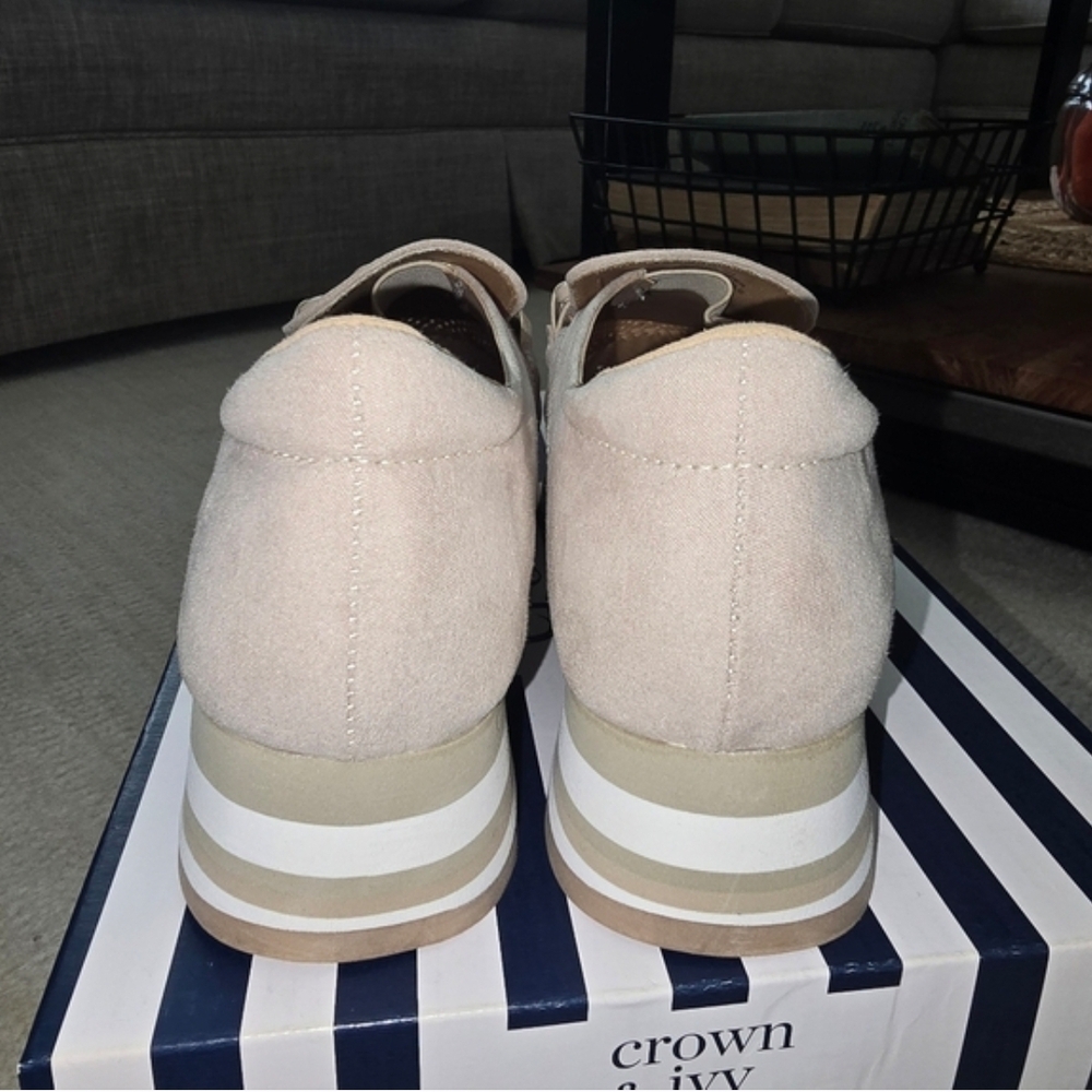 crown & ivy Pale Beige Suede Moccasin Sneakers - Picture 2 of 4